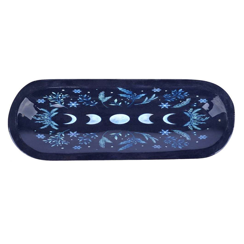 Moon Phases Boat Wooden Handmade Incense Holder