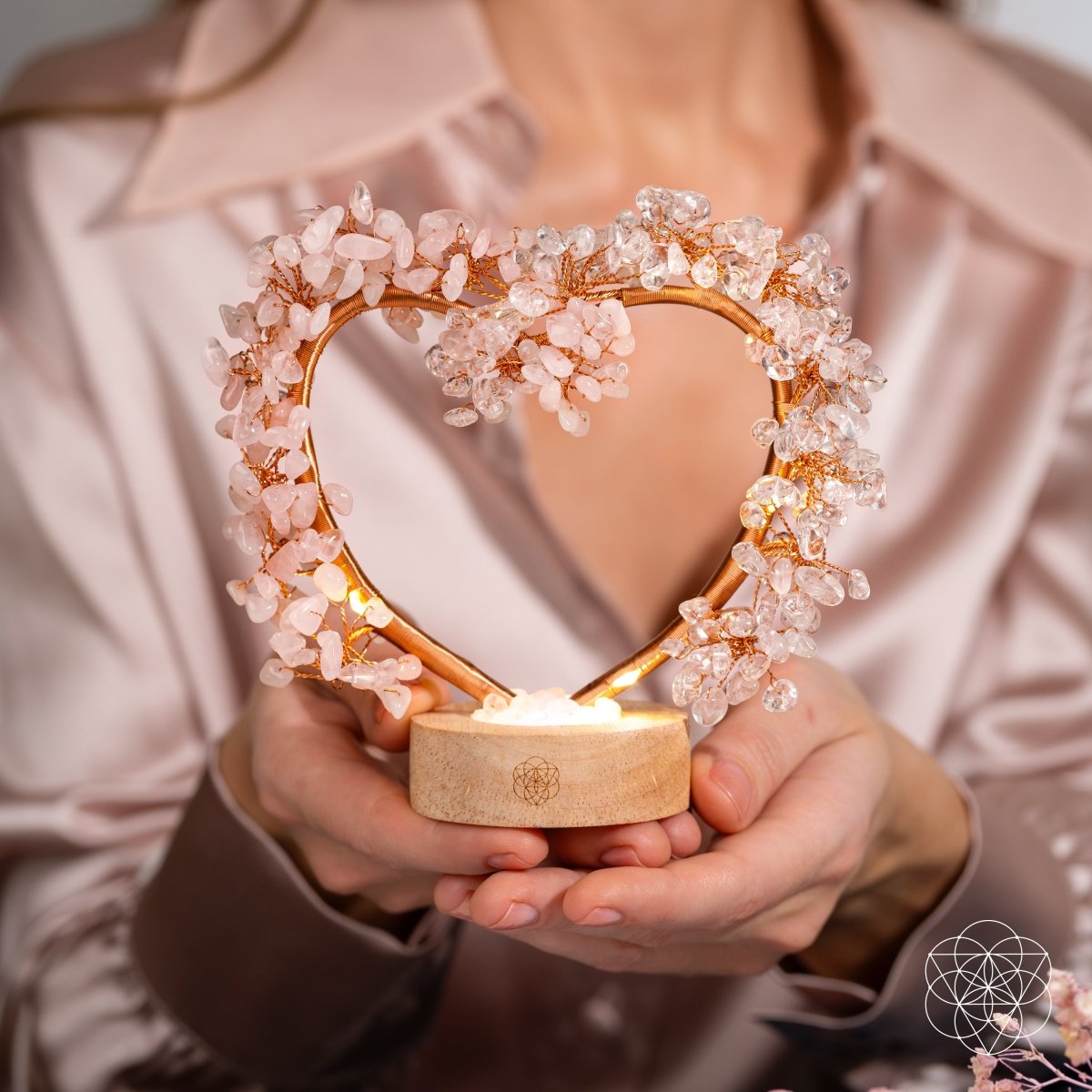 Mend My Broken Heart - Rose & Clear Quartz Tree Lamp