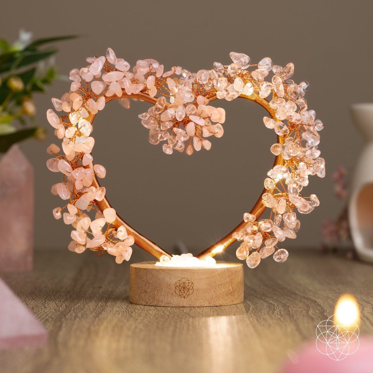 Mend My Broken Heart - Rose & Clear Quartz Tree Lamp